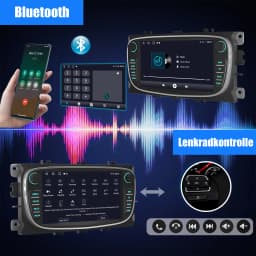 ESSGOO 7" Android 13 2+64G Carplay Car Stereo GPS NAV Wifi BT MIC FM RDS Radio For Focus MK2 Mondeo Cmax Galaxy Smax Kuga