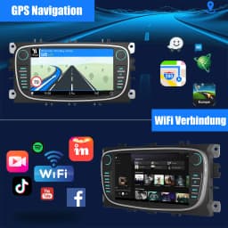 ESSGOO 7" Android 13 2+64G Carplay Car Stereo GPS NAV Wifi BT MIC FM RDS Radio For Focus MK2 Mondeo Cmax Galaxy Smax Kuga