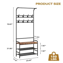 Hall Tree Shoe Bench 4in1 Hall Tree Storage Bench for Entryway 8 Sturdy Hooks Industrial Entryway Bench Freestanding Coat Rack