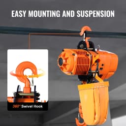 SucceBuy 4400lbs Electric Chain Hoist 21.6 ft/min Three Phase Overhead Crane with G100 Chain Wireless Control for Garage Litfing