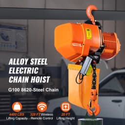 SucceBuy 4400lbs Electric Chain Hoist 21.6 ft/min Three Phase Overhead Crane with G100 Chain Wireless Control for Garage Litfing