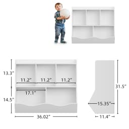 Kids Bookshelf Toy Storage Cabinet Children's Toy Shelf 35.4" x 11.8" x 29.5" for Children's Room Playroom Hallway Kindergarten