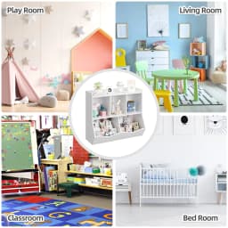 Kids Bookshelf Toy Storage Cabinet Children's Toy Shelf 35.4" x 11.8" x 29.5" for Children's Room Playroom Hallway Kindergarten