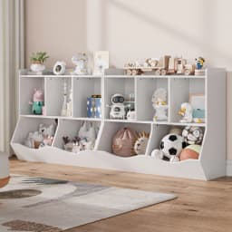 Kids Bookshelf Toy Storage Cabinet Children's Toy Shelf 35.4" x 11.8" x 29.5" for Children's Room Playroom Hallway Kindergarten