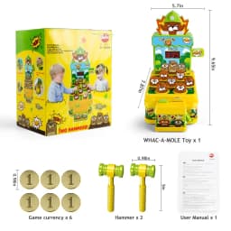 VATOS Whack Game Mole Mini Electronic Arcade Game with 2 Hammers Pounding Toys Toddler Toys for3+ Mole Toy Developmental Toy