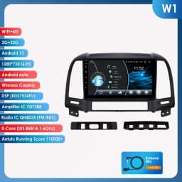 9" Hizpo 2Din CarPlay Android Auto Car Radio for Hyundai Santa Fe 2 2006 - 2012 Snapdragon 6115 GPS RDS DSP BT 4G SWC 360°CAM