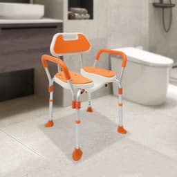 Shower Chair with Arms and Back Foldable Shower Chair Adjustable Non-Slip Feet Shower Seat for Elderly Disabled Pregnant Women