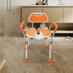 Shower Chair with Arms and Back Foldable Shower Chair Adjustable Non-Slip Feet Shower Seat for Elderly Disabled Pregnant Women