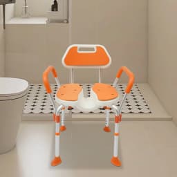 Shower Chair with Arms and Back Foldable Shower Chair Adjustable Non-Slip Feet Shower Seat for Elderly Disabled Pregnant Women