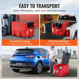 SucceBuy 48 Gal Portable Diesel Fuel Tank 10.6GPM with 12V Electric Pump & Hose Gasoline Transfer Tank for Fuel Transportation