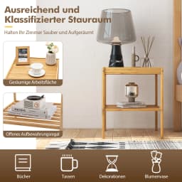 2 Set Bamboo Bedside Table 2 Tier side table table with Storage, Sofa table Night Cabinet living room Console