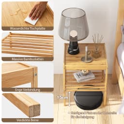 2 Set Bamboo Bedside Table 2 Tier side table table with Storage, Sofa table Night Cabinet living room Console