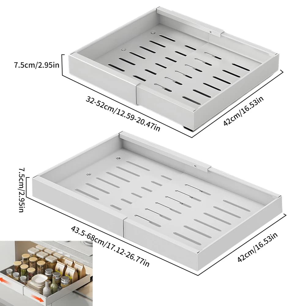 Multifuctional Pull Out Tray Organizer Kitchen Storage Rack Cabinet Under Sink Spice Boxes Slide Drawer Style Bowl Dish Shelf