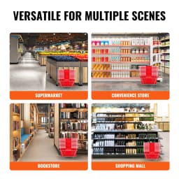 SucceBuy 12PCS Shopping Basket 21L Plastic Grocery Basket with Handle Portable Shop Bulk Used for Retail Store Supermarket