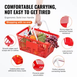 SucceBuy 12PCS Shopping Basket 21L Plastic Grocery Basket with Handle Portable Shop Bulk Used for Retail Store Supermarket