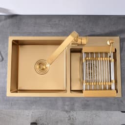 Gold Kitchen Sink Above Counter Double Bowl Goldn Basket Drainer Soap Dispenser Washing Basin 304 Stainless Steel Sinks