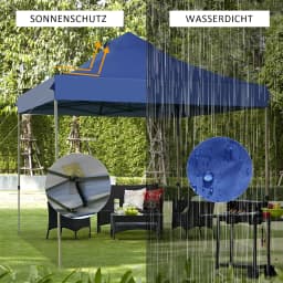 3x3m pavilion, folding Pavilion, waterproof, stable, winter resistant, UV protection 50 +, height adjustable garden pavilion, party tent