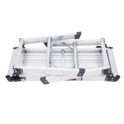 Folding Work Platform Bench Ladder Stool Anti-slip Surface Supports Up to 150kg Silver for washing vehicles, cleaning windows