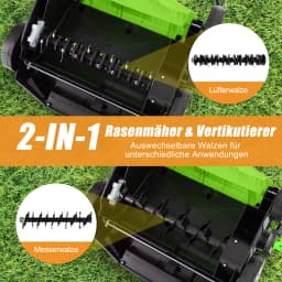 Electric scarifier & Lawn fan 41 cm, 15A 2-in-1 lawn scarifier with 3 steps height adjustment & 5 steps working depth