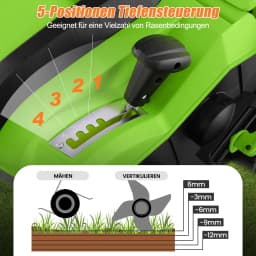 Electric scarifier & Lawn fan 41 cm, 15A 2-in-1 lawn scarifier with 3 steps height adjustment & 5 steps working depth