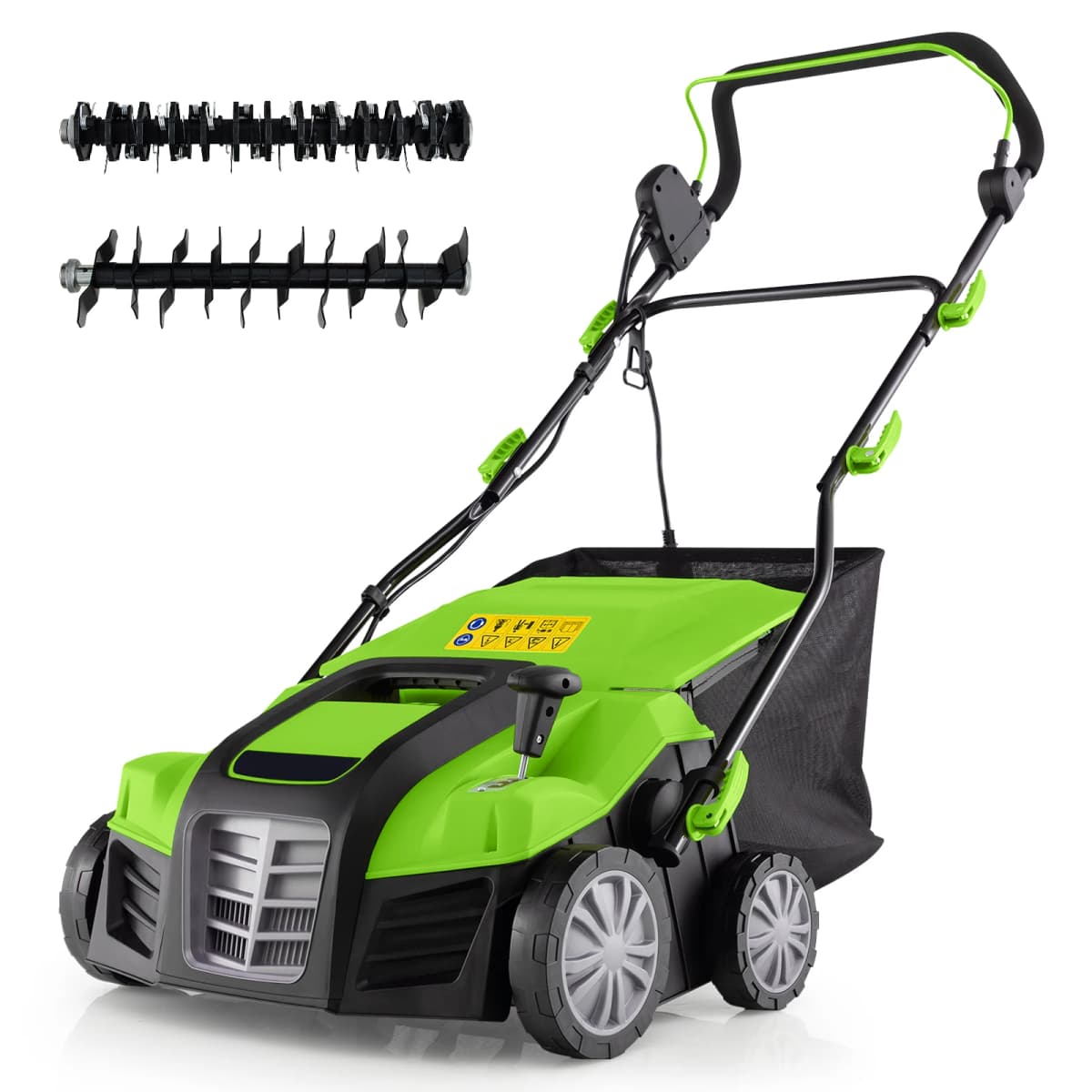Electric scarifier & Lawn fan 41 cm, 15A 2-in-1 lawn scarifier with 3 steps height adjustment & 5 steps working depth