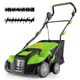 Electric scarifier & Lawn fan 41 cm, 15A 2-in-1 lawn scarifier with 3 steps height adjustment & 5 steps working depth