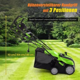 Electric scarifier & Lawn fan 41 cm, 15A 2-in-1 lawn scarifier with 3 steps height adjustment & 5 steps working depth