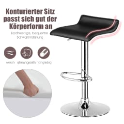 2 Set bar stool, bar chair height adjustable, 360 ° swivel chair with backrest & footrest, counter stool bistro stool up to 120kg
