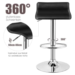 2 Set bar stool, bar chair height adjustable, 360 ° swivel chair with backrest & footrest, counter stool bistro stool up to 120kg