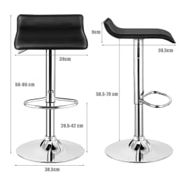 2 Set bar stool, bar chair height adjustable, 360 ° swivel chair with backrest & footrest, counter stool bistro stool up to 120kg