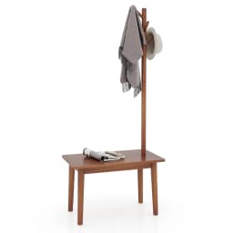 3 in 1 solid wood side table coat rack with shoe bench & 3 hooks, multi-functional freestanding dresses stand