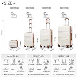 KONO 4-Pieces Hard Trunk Trunk Set Lightweight ABs Twin WHEELS Trolleys TSA Lock Suitcase Set S-M-L-XL