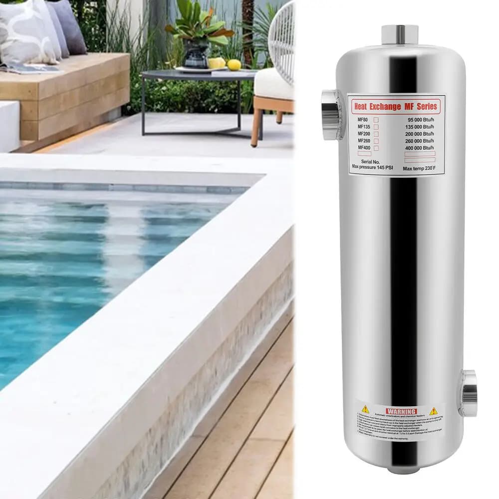 Pool Heat Exchanger Swimming Pool Heat Exchanger Pool Heating System Stainless Steel 60 kW 485*134mm