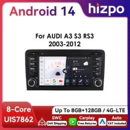 Hizpo 7inch 2Din CarPlay Android Auto Car Radio for Audi A3 8P 2003 - 2011 S3 RS3 Multimedia GPS Navigation 4G BT SWC RDS DSP