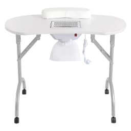 White Manicure Table, Salon Beauty Nail Desk with Fan, Foldable, Portable, with Carry Bag