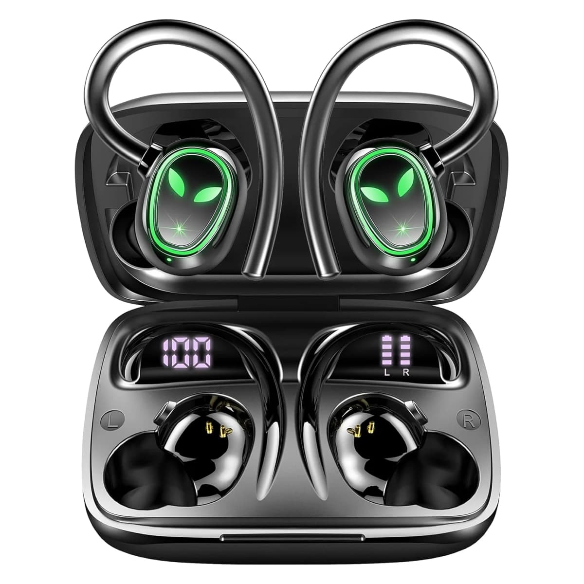 Wireless Earbuds, Bluetooth 5.3 Headphones with Built-in Mic, 50H Playback IP7 Waterproof Running EarHooks Headphones.