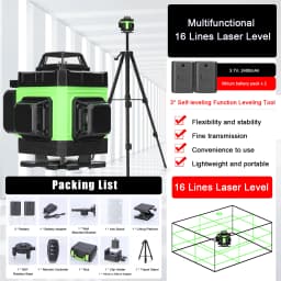 4D 16 Lines Laser Level 3° Self-leveling Machine Rechargeable Lithium Battery Leveling Tool Omnidirectional Ground Wall Sticker