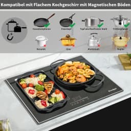 Cooksir Induction Hob with Frame,60 cm Built-in Hob 3 Plates,6800W,Flex Zone for Grill,Slide Control Touch Control,Child Lock