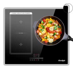 Cooksir Induction Hob with Frame,60 cm Built-in Hob 3 Plates,6800W,Flex Zone for Grill,Slide Control Touch Control,Child Lock