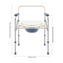 Folding Height Adjustable Commode Chair Stainless Steel Toilet Chair with Bucket Lid Armrests for Disabled Elderly
