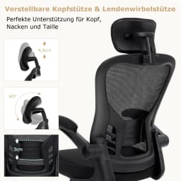 Ergonomic Adjustable Lumbar Support & Headrest Office Chair Desk Chair with Folding Up Armrests