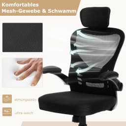 Ergonomic Adjustable Lumbar Support & Headrest Office Chair Desk Chair with Folding Up Armrests