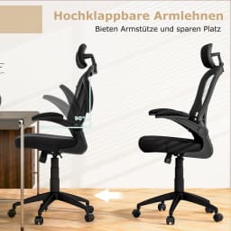 Ergonomic Adjustable Lumbar Support & Headrest Office Chair Desk Chair with Folding Up Armrests