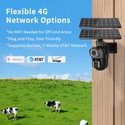 8MP 4K Outdoor 4G SIM Card Solar Camera Dual Lens Binocular Camera PIR Human Body Sensing Security Video 64GB Card Solar Camera