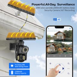 8MP 4K Outdoor 4G SIM Card Solar Camera Dual Lens Binocular Camera PIR Human Body Sensing Security Video 64GB Card Solar Camera