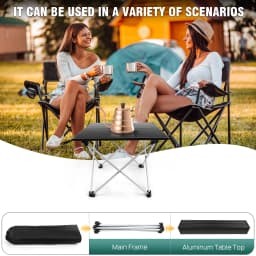 Mini Folding Table 40x35x32cm Portable Camping Table with Aluminum Table Top Carry Bag for Camping Picnic Fishing