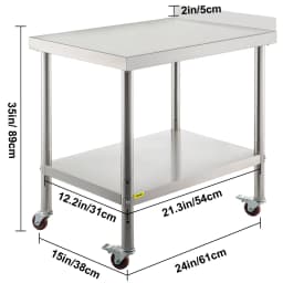 SucceBuy Stainless Steel Prep Table 440lbs Load Capacity Heavy Duty Metal Worktable Commercial Workstation for Kitchen
