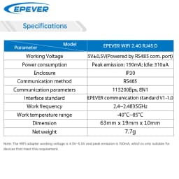 EPEVER WiFi2.4G RJ45 D WiFi Adapter for MPPT Solar Charge Controller Communication Monitoring by Mobile Phone App