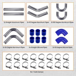 3.0" 600x300x76 Intercooler + Turbo Intercooler Piping Pipe Kits + Hose Kit Uni.