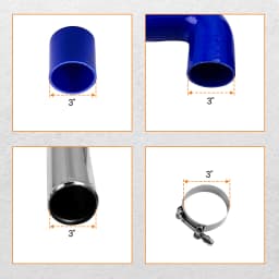3.0" 600x300x76 Intercooler + Turbo Intercooler Piping Pipe Kits + Hose Kit Uni.